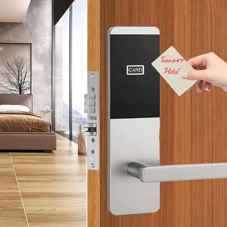 Hotel Motel Room Wooden Door Lock Stainless Steel Electronic RFID Key Card Smart Split Hotel Lock