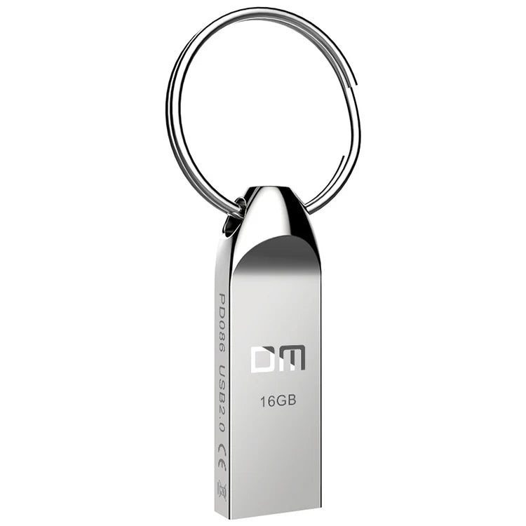 Custom Logo DM PD086 Silver Zinc Alloy USB Flash Drive 4GB-64GB USB 2.0 with 1-Year Warranty New in Stock