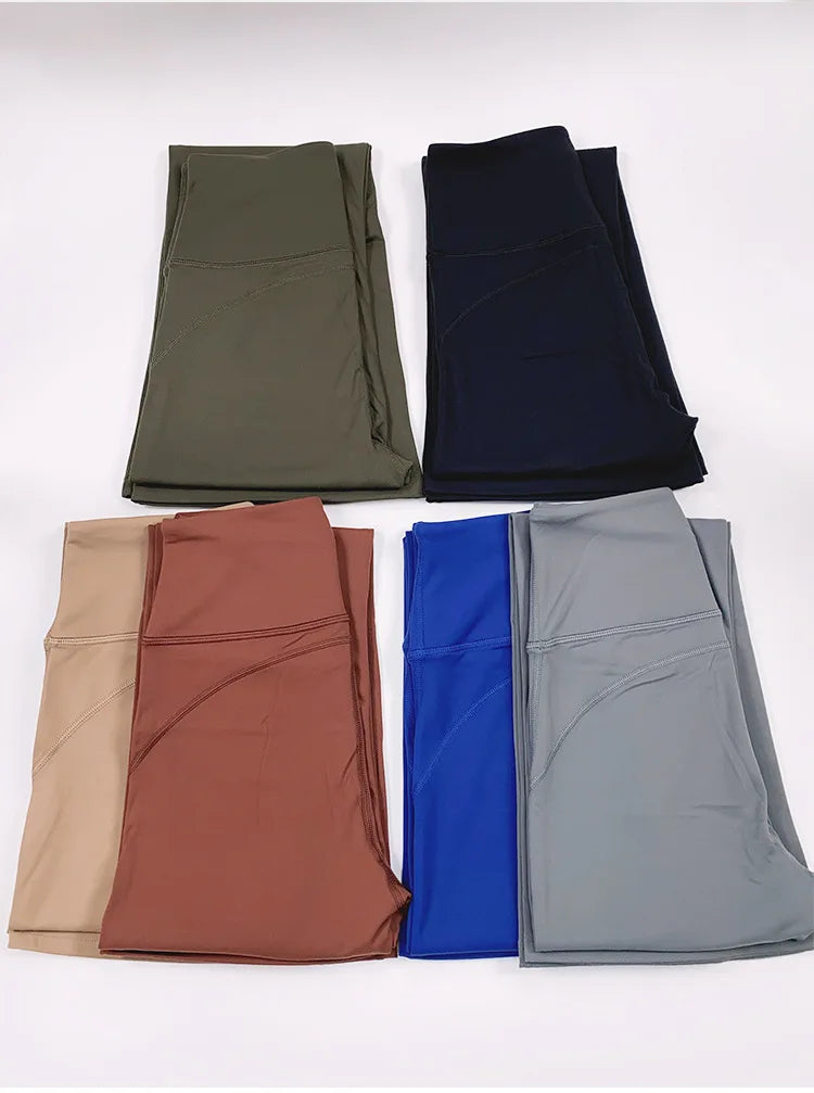Solid Flared Yoga Sports Fitness Pants Spandex/Nylon High Waist Elastic Slimming Wide Leg Full Length Tummy Control Hip Lifting