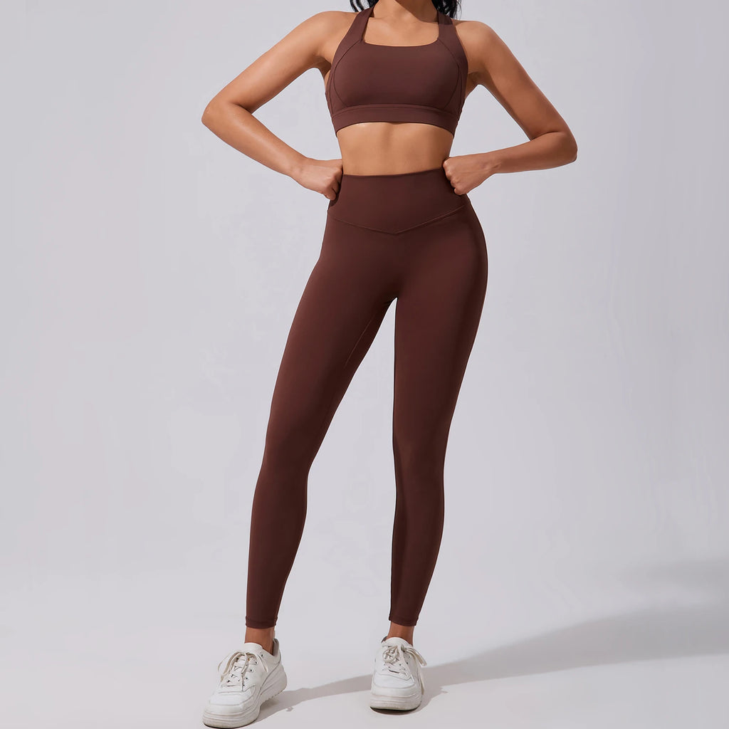 Custom Plus Size Women's Sets High Waist 2-Piece Sports Bra Leggings Yoga Set Breathable Four-Way Stretch Athletic Gym Sets