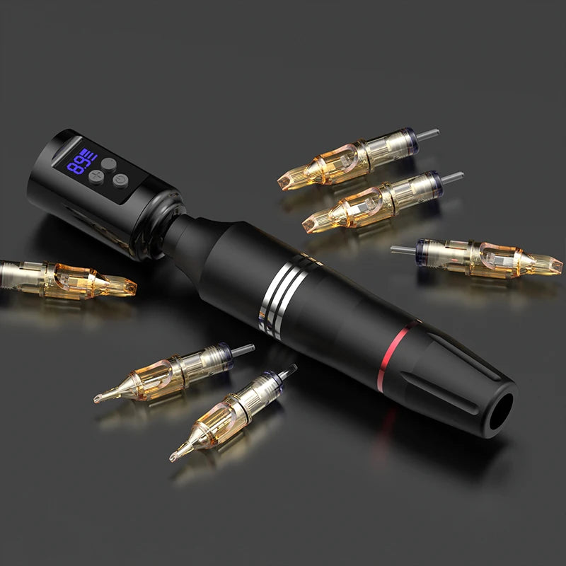 Wholesaler Wireless Tattoo Machine Full Set Tattoo Pen Gun Kit with 10pcs Tattoo Cartridge Needles and Accessories