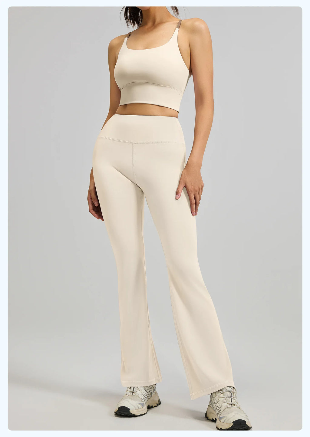 Women's High-Waist Hip-Lifting V-neck Sleeveless Two-Piece Fitness Suit Breathable Slimming Yoga Suit Four-Way Stretch Solid