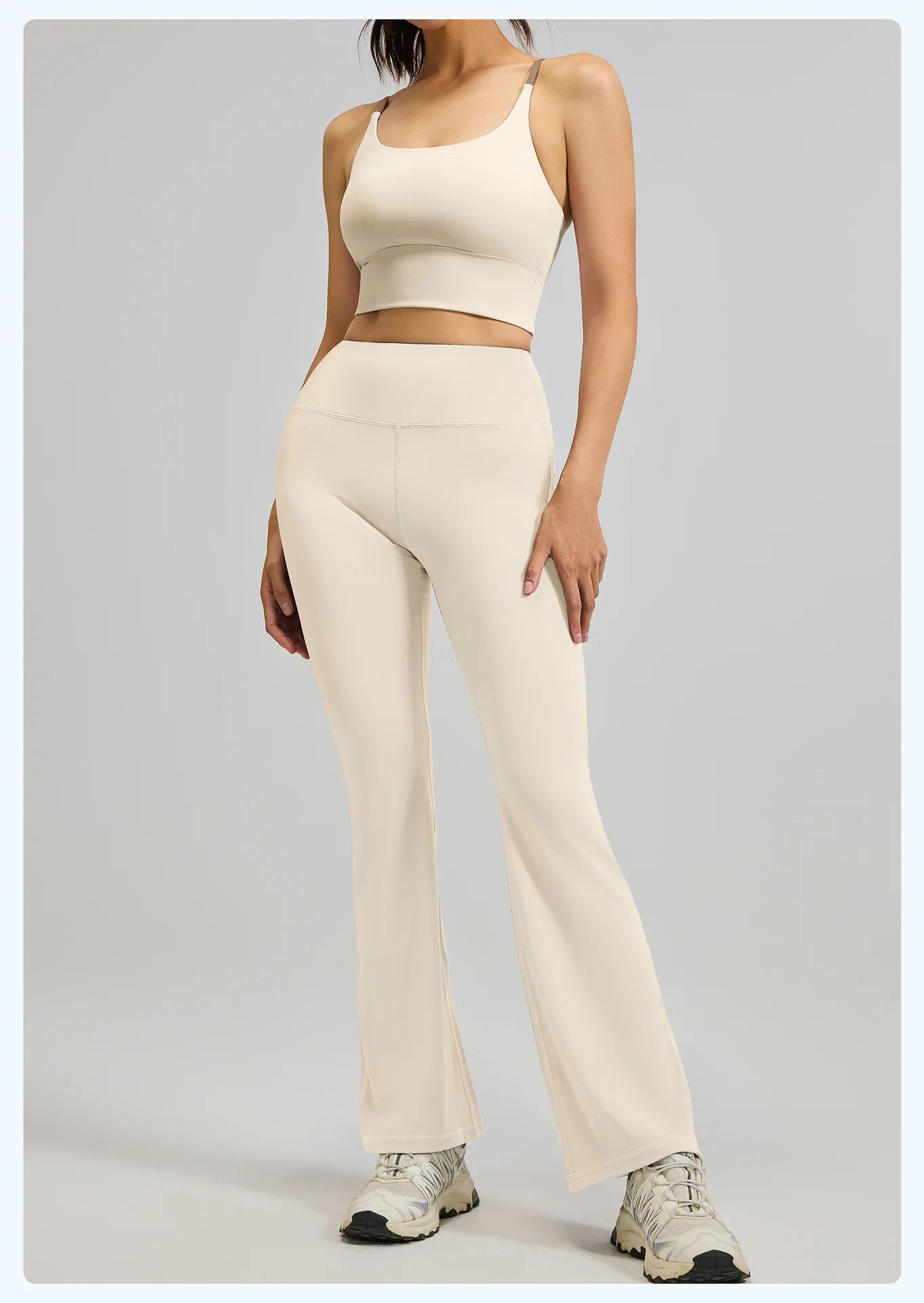 Women's High-Waist Hip-Lifting V-neck Sleeveless Two-Piece Fitness Suit Breathable Slimming Yoga Suit Four-Way Stretch Solid