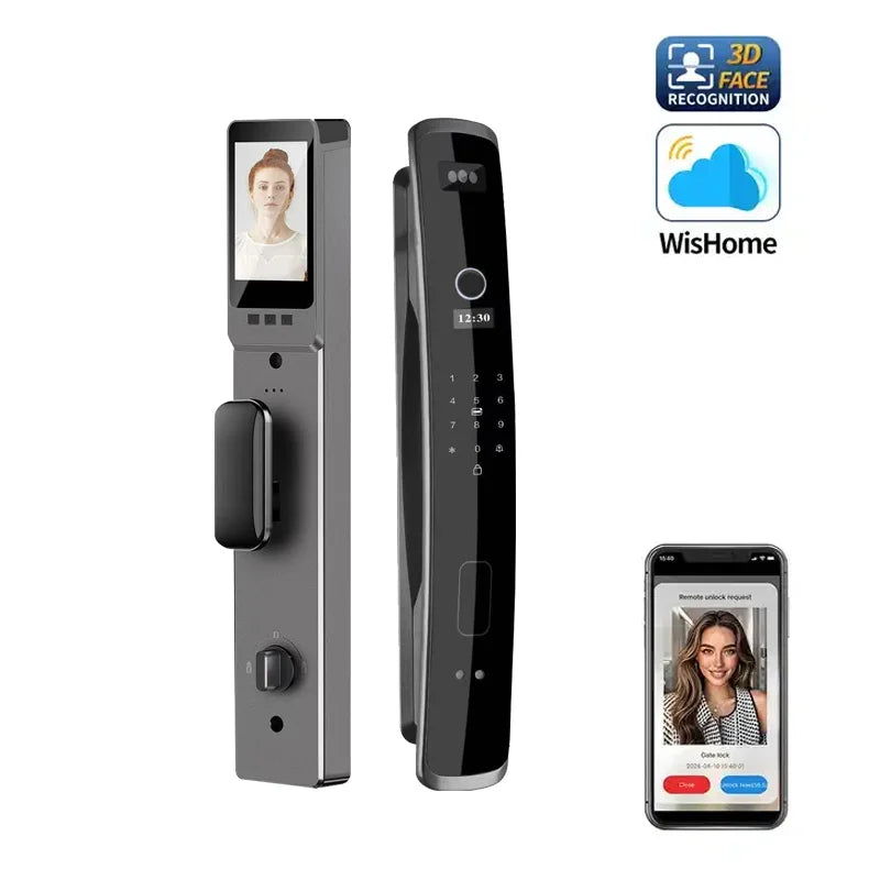 3D Face Recognition with Camera Smartlock WIFI Wishome APP Fingerprint Password Nfc Door Lock Fully Automatic Face Smart Lock