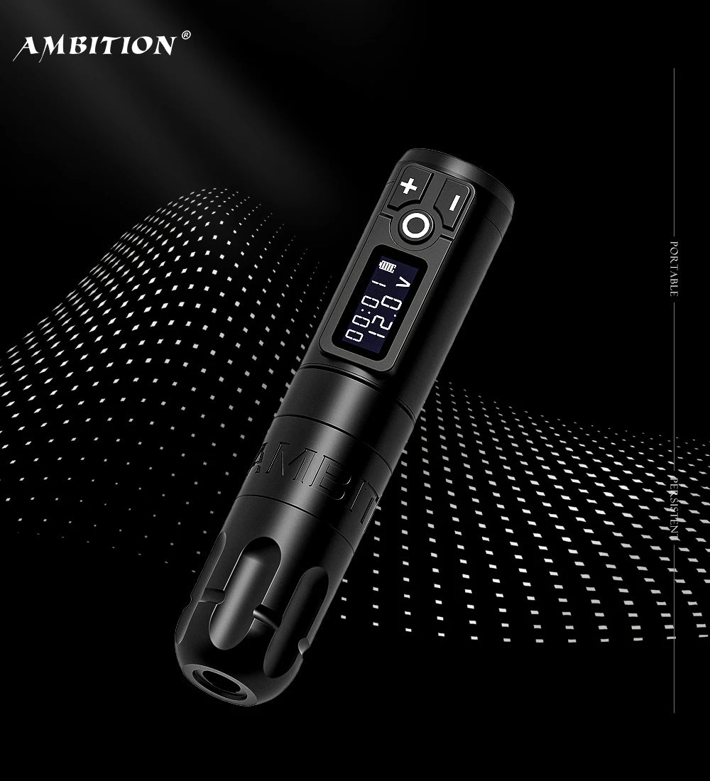 Ambition New Soldier Rotaty Battery Pen Wireless Tattoo Machine Portable Power Pack 2400mAh LED Digital Display For Body Art