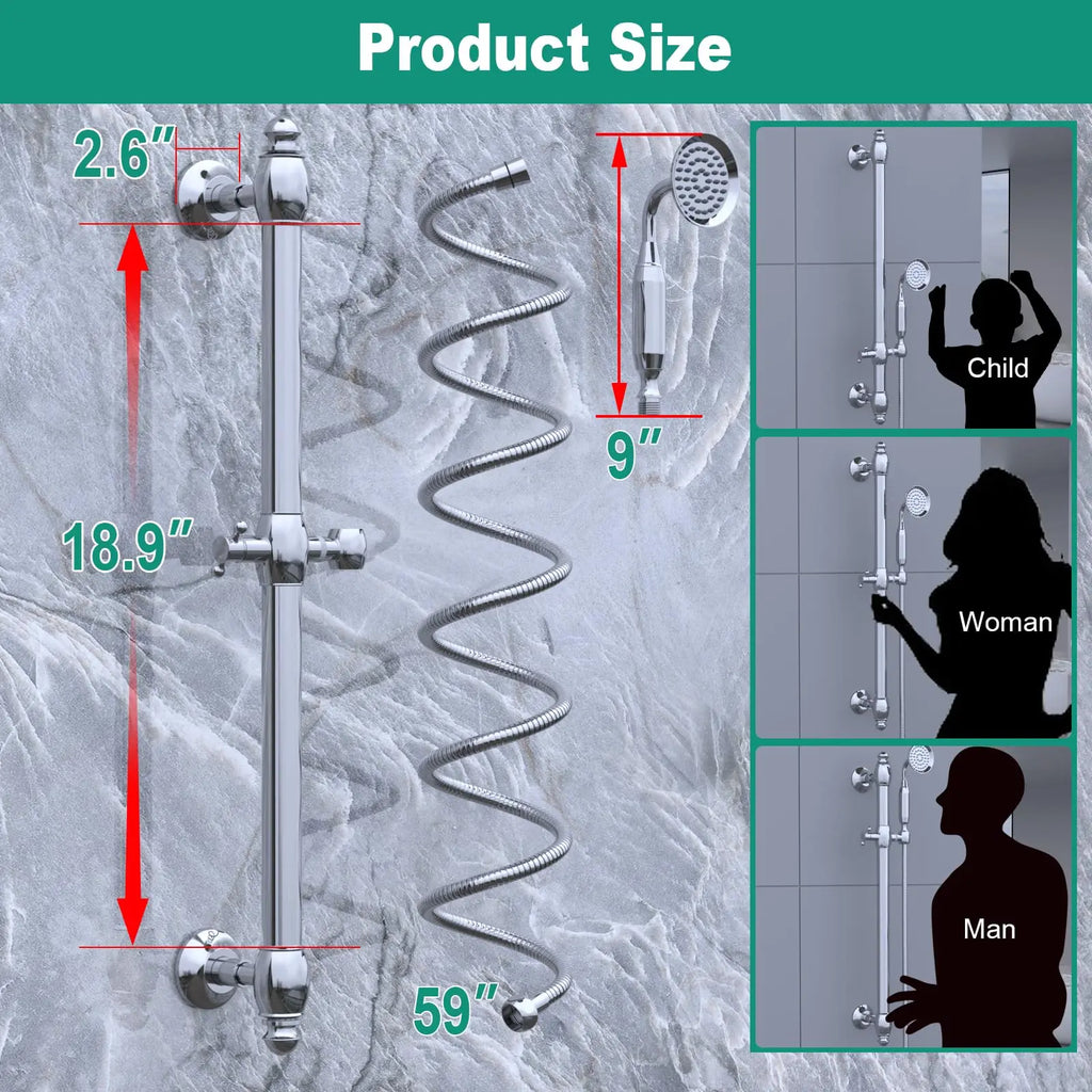 Brass Polished Chrome Concealed Shower System Bathroom Slide Bar Rainfall Shower Set