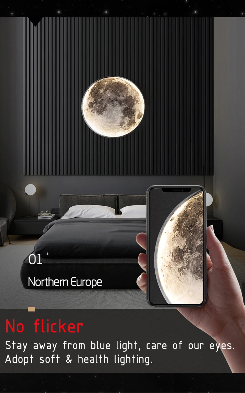 Modern LED Wall Lamp Moon Indoor Lighting For Bedroom Living Hall Room HOME Decoration Fixture Lights decorate Lusters Lamps