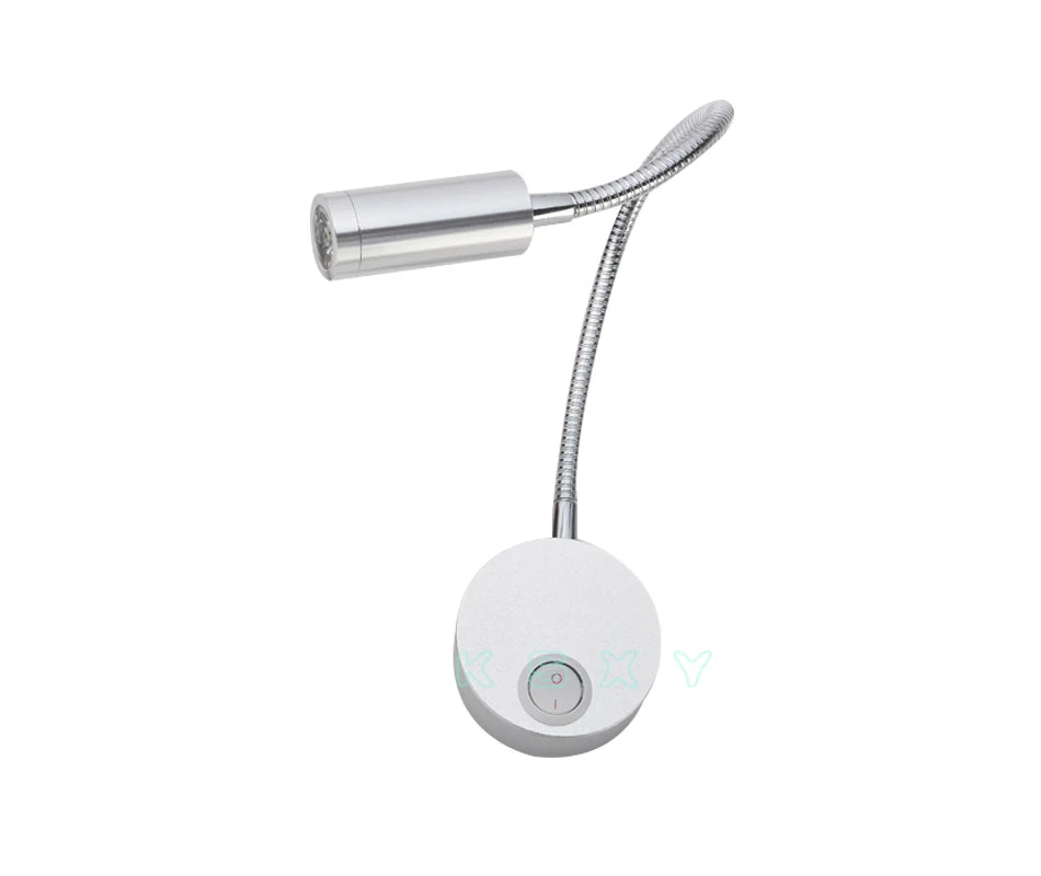 LED Wall Lamp Knob Switch 90-260V 3W Modern Bedroom Bedside Lamp Black White Light Body 360 Degree Angle Adjustable Wall Light