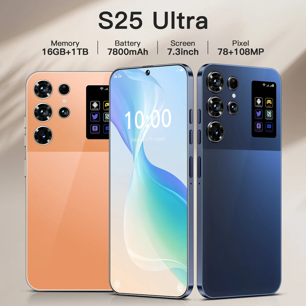 The Best Price 2025 Latest S25 Ultra Smart Phone 16G+1TB Android Hot Style Gaming Phone HD Screen 5G Cellular Cheap Phones