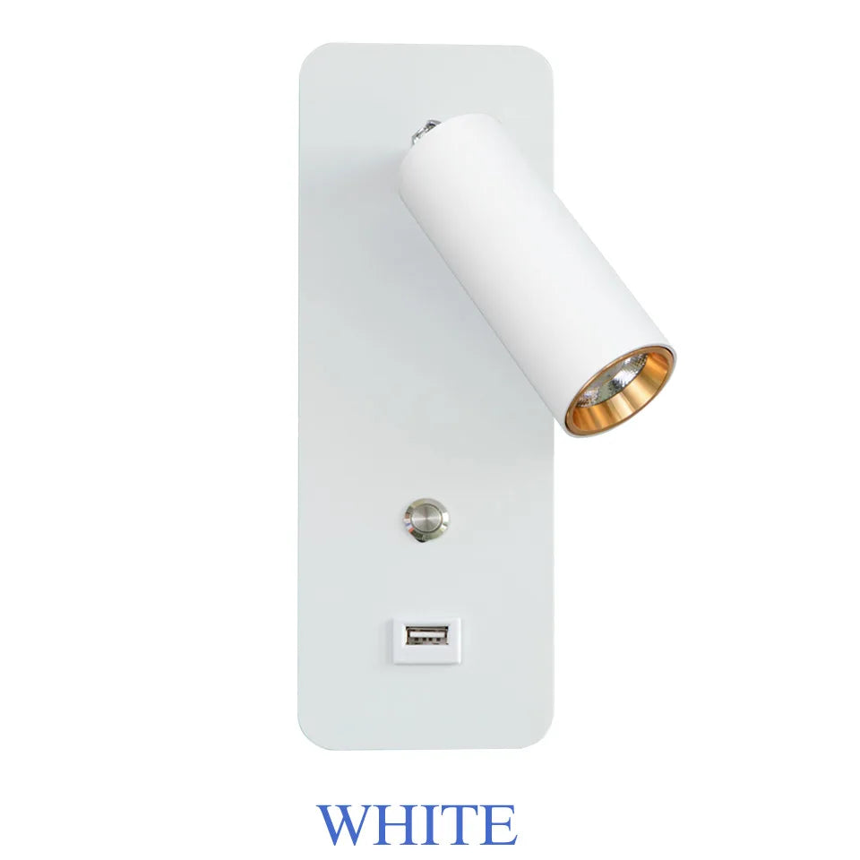 Indoor LED Wall Lamp 7W with USB Charge Wall Lamp Bedroom Living Room Nordic Modern Wall Light Aisle with Switch Wall Sconce
