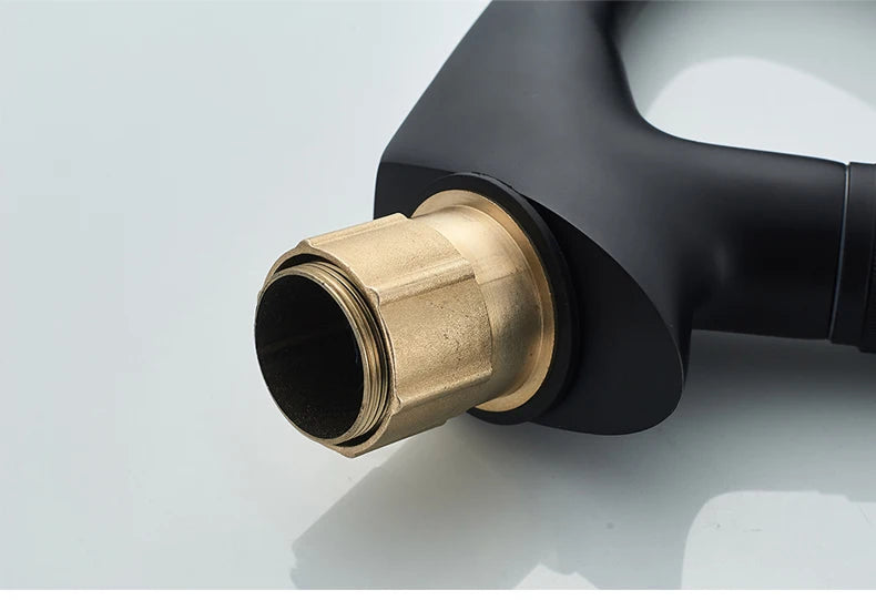 Black Faucet Bathroom Sink Faucets Hot Cold Water Mixer Crane Deck  Mounted Single Hole Bath Tap Chrome Finished ELM457