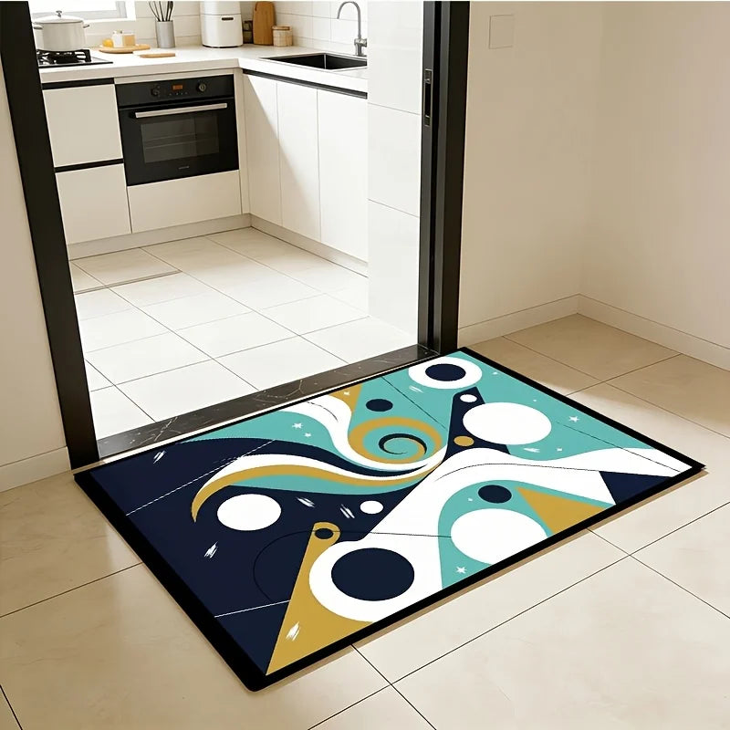 1pc Quick- Bathroom Mat Bath Rug Mat - Non-Slip, Absorbent Diatom Mud Floor Rug with Geometric Design for Shower & Entryway Bath
