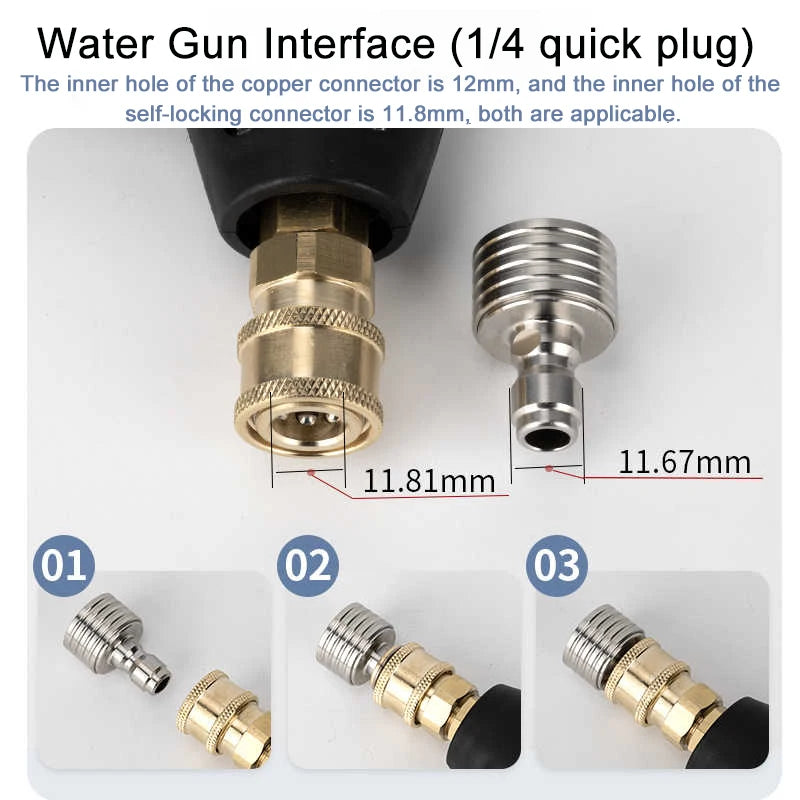 1/4  Quick Plug Stainless Steel Car Washing Fitting Nozzle High Pressure Spray Shower Nozzle  for Flower Garden Watering