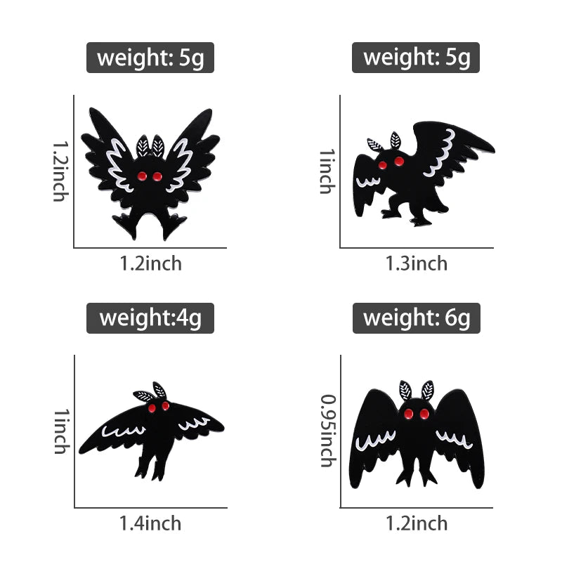 Punk Halloween Mothman Enamel Pin Brooch Lapel Badges Animals Moth Jewelry Gifts Women Girl Anime Custom Black Bird Accessories