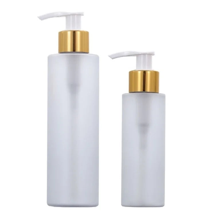 Clear Frost PET Plastic Bottle 100ML150ML 200ML Empty Cosmetic Shampoo Lotion Shower Gel Packaging Gold Pump Refillable Bottles