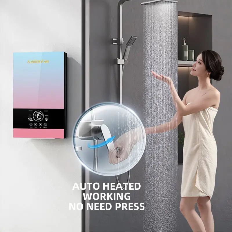 Small Home Bathroom Smart Thermostatic 8500W Electric Instant Tankless Water Heater for Hot Water Shower