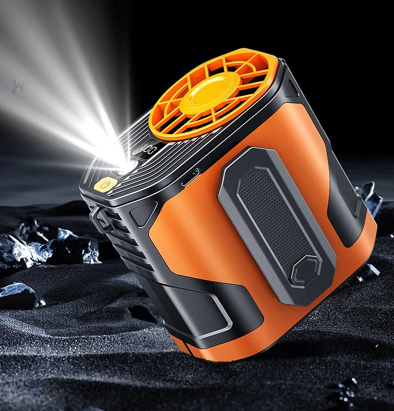 Portable Mini New Plastic Waist-mounted Fan 100-speed Digital Display Flashlight Long Battery Life USB Fan