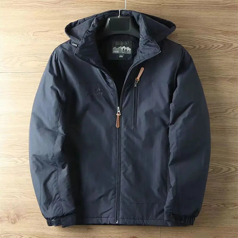 Hot Sale Winter Men's Windproof Waterproof Fleece Lined Zip up Soft Shell Jacket Oversize Warm Hooded Coat Jacket