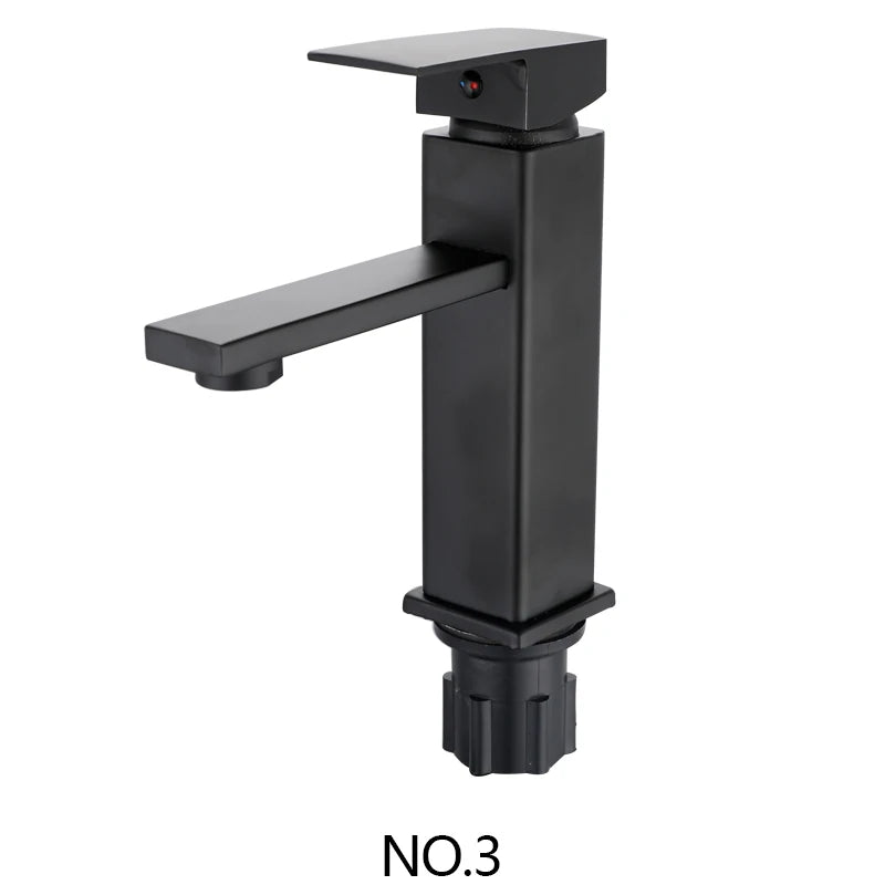 Square Modern Single Hole Single Handle Counter Top Water Sink Mixer Tap  Black  Bathroom Tall Wash Basin Faucet