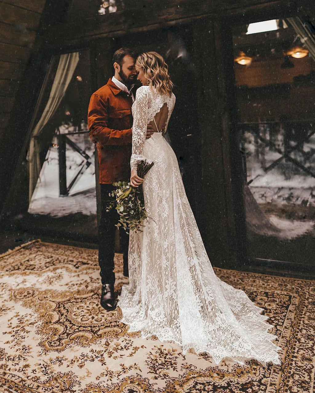 8756 # Real Photos Custom Sweep Train Appliques Lace V-neck Wedding Dress Bridal Gown Engagement Party Evening Dresses
