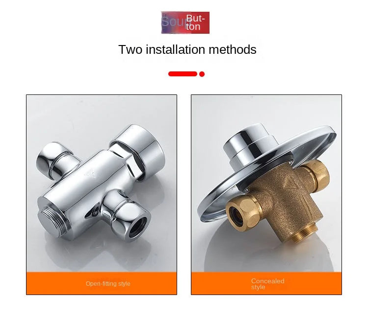 Swimming Pool Bathroom Concealed Single-cold Delayed Shower Tap Outdoor Beach Surface-mounted Push-button Delayed Shower Switch