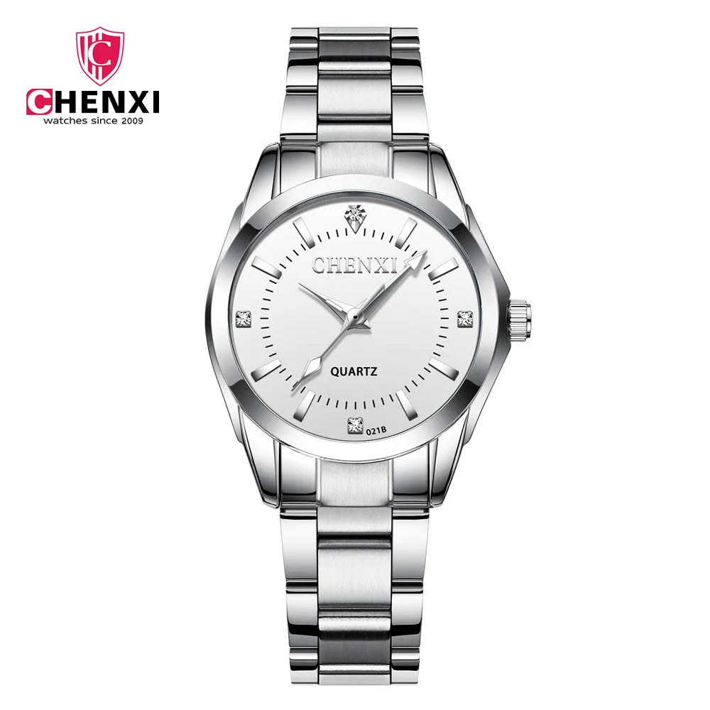 CHENXI Brand Couple Watch Luxury Women's Casual Watches Waterproof Watch Women Fashion Dress Rhinestone WristWatch CX021B
