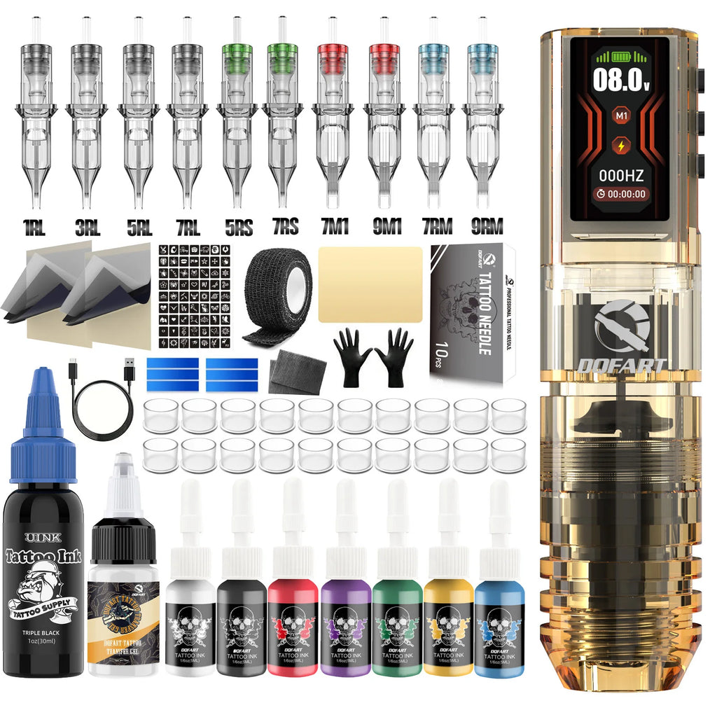 DQFART Cross-Border Bestseller Wireless Tattoo Kit Beginner-Friendly All-in-One Rechargeable Machine Outlining Shading Model