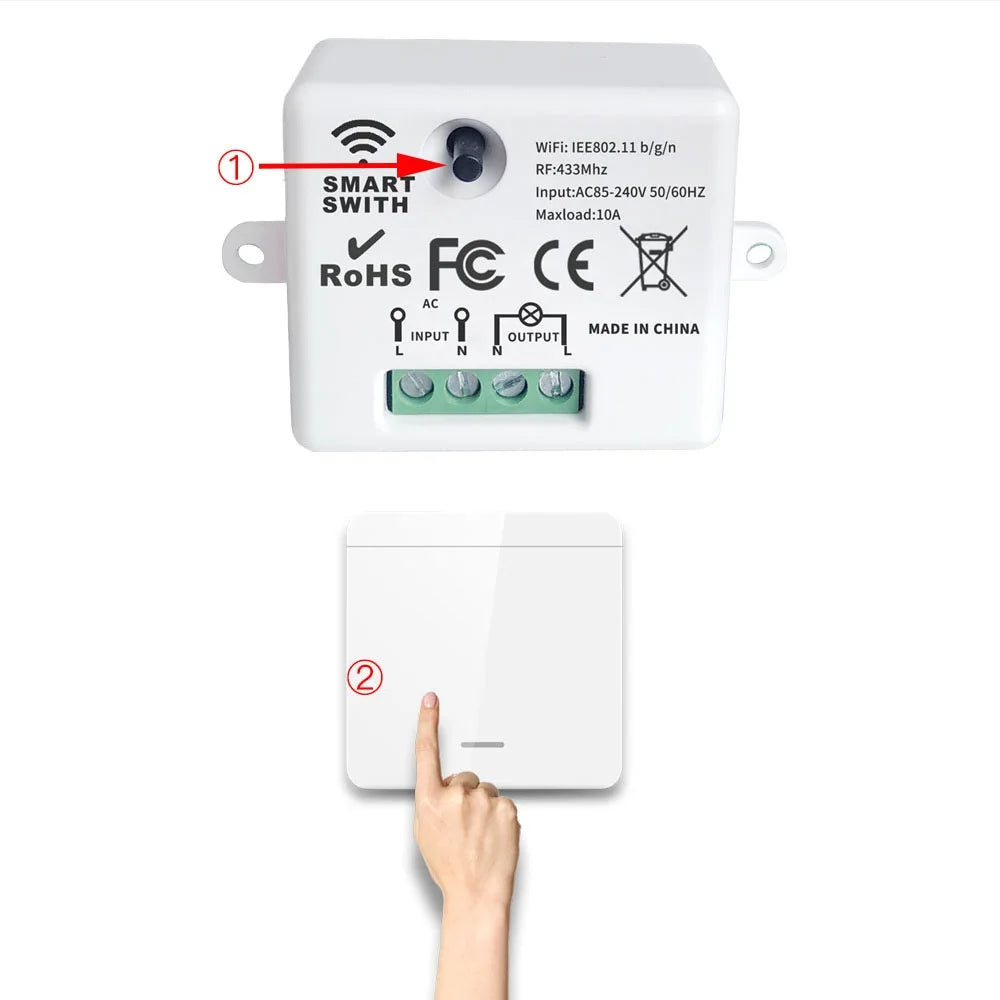 Mini Module WIFI Tuya Smart Light Switch Wall Panel Push Button Switch 433MHZ Wireless Electrical Home Remote Control 220V 10A