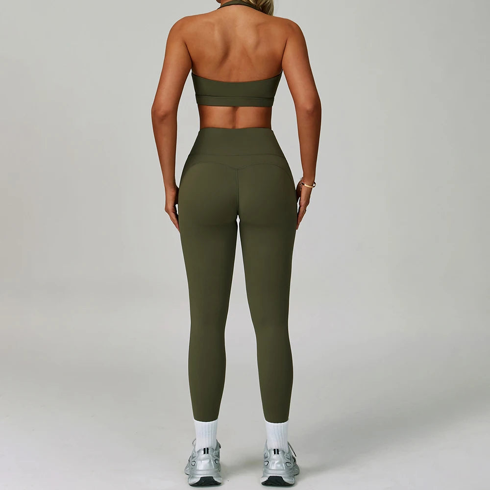 New Fashion Yoga Bra and Gym Leggings Shorts Set Custom logo Workout Flare Leggings Shorts Set for Women