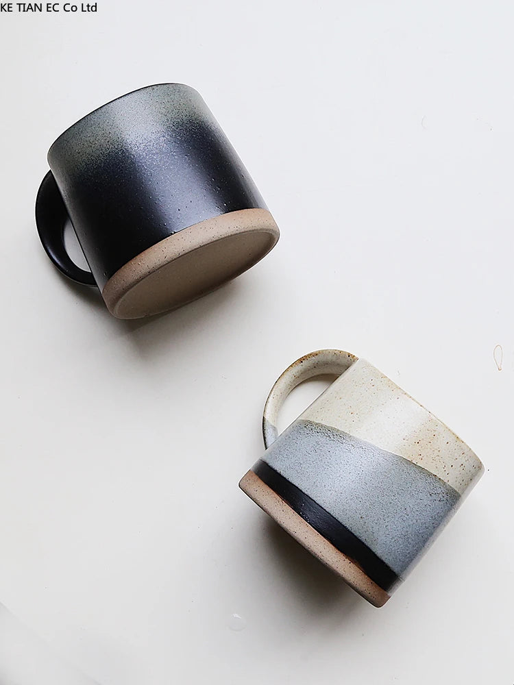 Japanese Retro Stoneware Coffee Cup Household Ceramic Hanging Ear Mug Cup English Afternoon Tea Tea Cup Breakfast Milk Mug Gift
