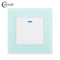 Coswall Luxury Crystal Tempered Glass Panel 1 Gang 1 Way Light Switch On / Off Wall Switch With LED Indicator 16A AC 250V