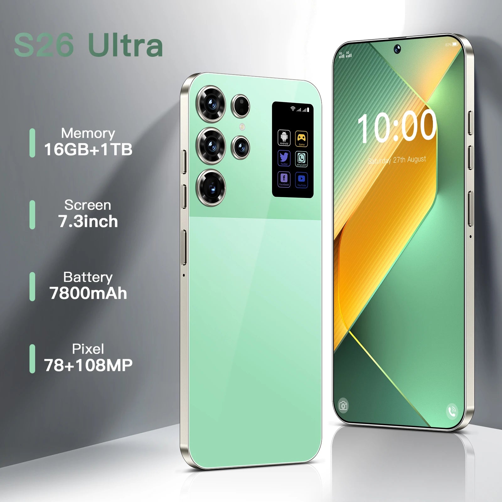 Hot Selling New S26 Ultra Mobile Phones 7.3-inch Android Smartphone Telephone Portable
