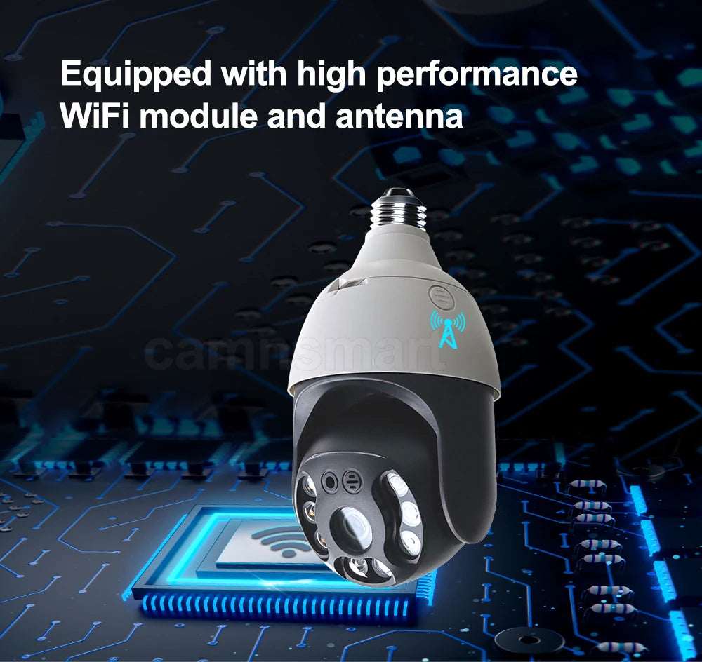 5MP Security IP Camera Onvif NVR E27 Light Bulb PTZ Video Surveillance Protection 256G System Smart Home Auto Tracking AI Human