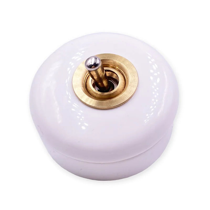 High Quality Retro Ceramic Round Toggle Switch 1 Ｗay 2 Way Control Wall Light Switch