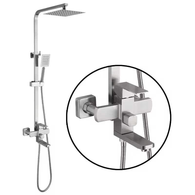 FSH Modern Square Design SUS304 Shower Set Cold and Hot Portable Lifting Top Brass Spray for Bathroom