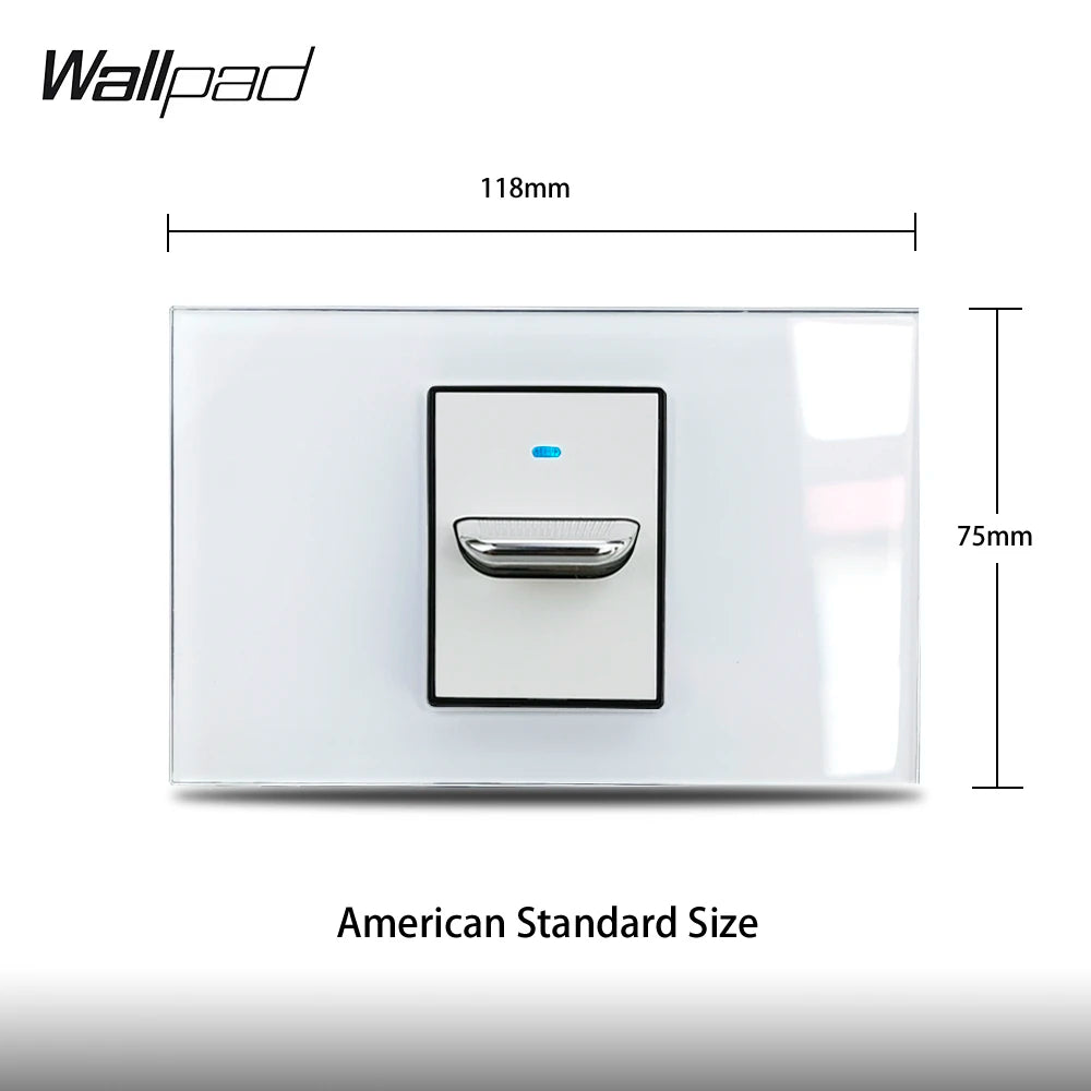 1 Gang AU US Toggle On Off On Wall Switch Wallpad L3 White Glass Panel 118*75mm 1 2 Way Smart home Switch Controller 3M