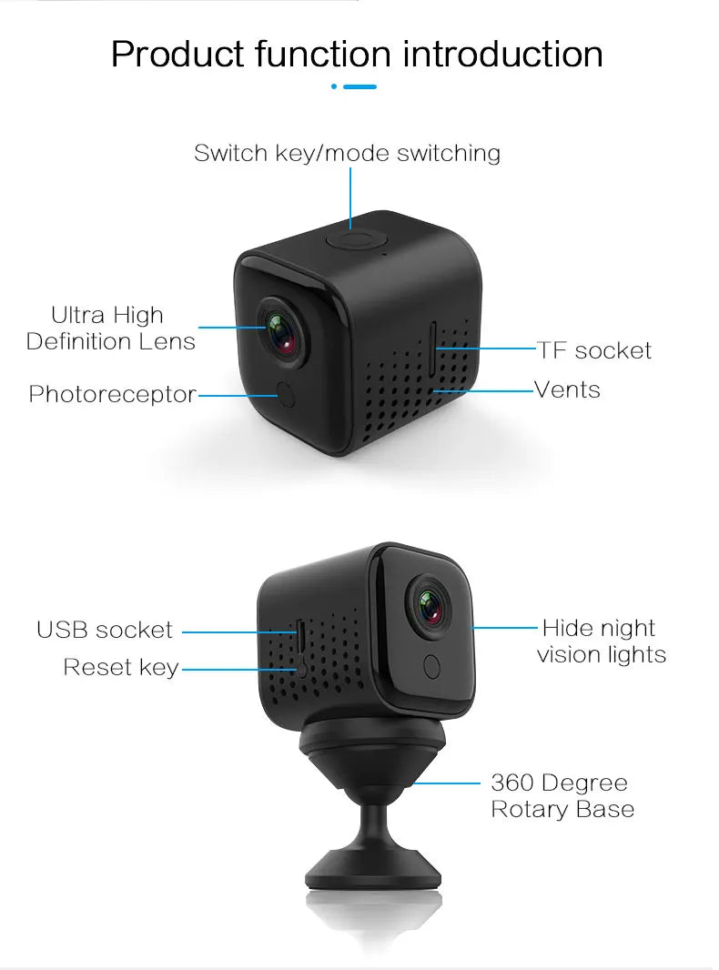 NIGHT VISION A11 Mini Wifi Camera Smart Home Camera 1080P Micro Camcorder Small Wireless Infrared Mini Recorder Camera.