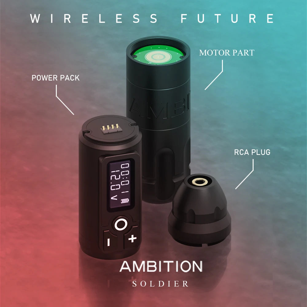 Ambition New Soldier Rotaty Battery Pen Wireless Tattoo Machine Portable Power Pack 2400mAh LED Digital Display For Body Art