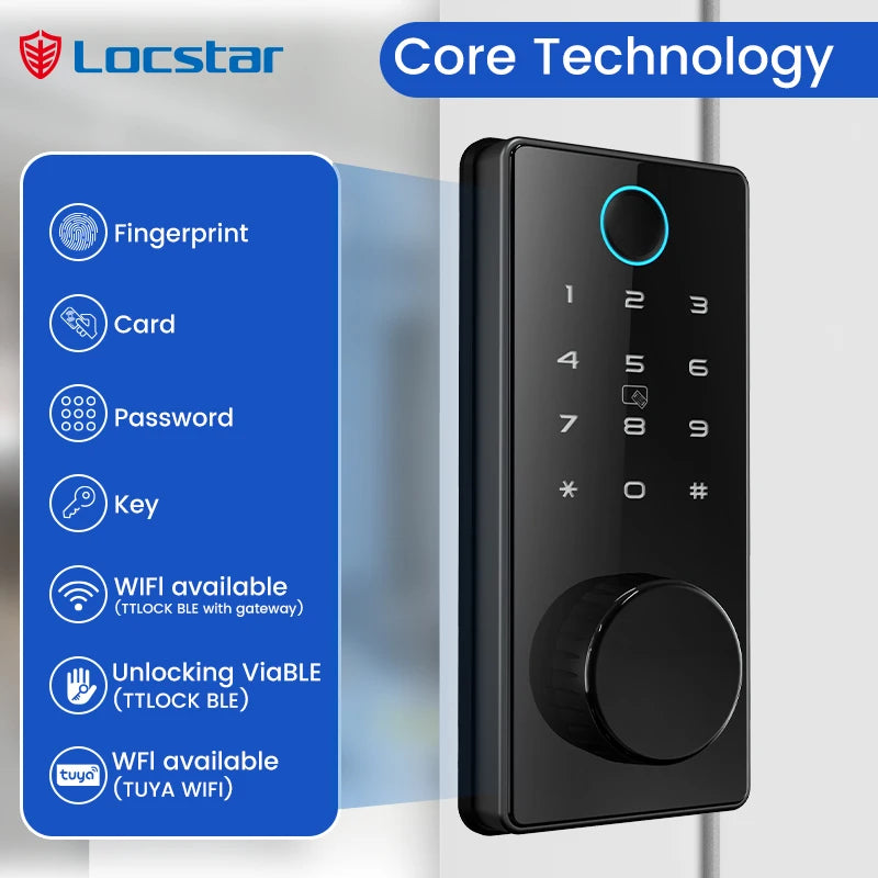 Locstar Innovation Ttlock App-Controlled Fingerprint Key Password  Smart Biometric Digital Door Lock