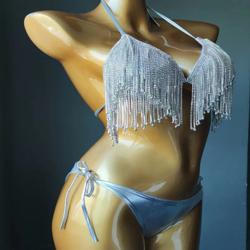 newest 2022 crystal bikini diamond swimwear biquini diamond bikini beachwear popular swim suit  rhinestone swimsuits bikini