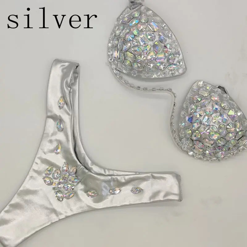 2020 10colors diamond bikini crystal bikini swimwear plus  sizes bikini rhinestone bikini swimsuit sexy  beachwear biquini