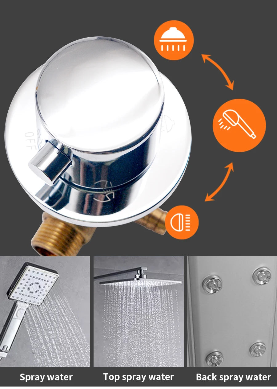 Split Type Thermostatic Shower Cabin Faucet Tap Shower Bath Brass Mixer Diverter 2/3/4/5 Output  Screw Thread Or Intubation