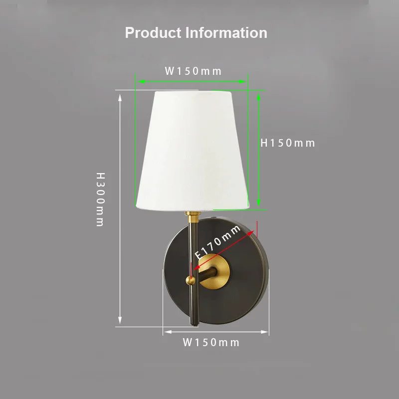 Indoor Lighting Mid-Century Sconce Interior Fixture Fabric Lampshape For Bedroom Living Room Bedside Table Home Decor Wall Lamp