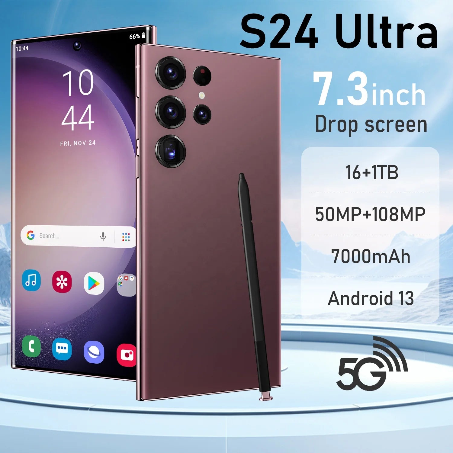 2024 Market Factory Price S24 Ultra+ Unlocked Smartphone Dual SIM Card Mobile Phone 5G S24 Ultra 16GB+1TB Cell Phones