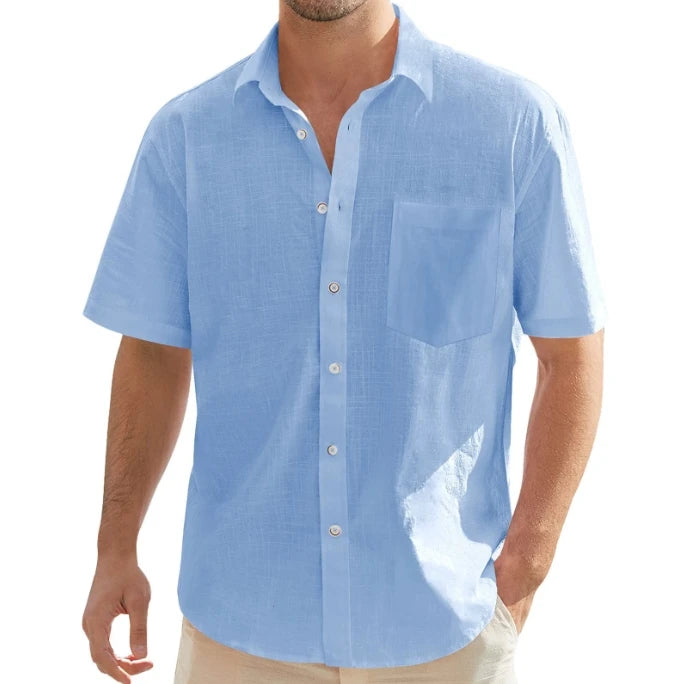 New Men's Solid Color Short Sleeve Shirt