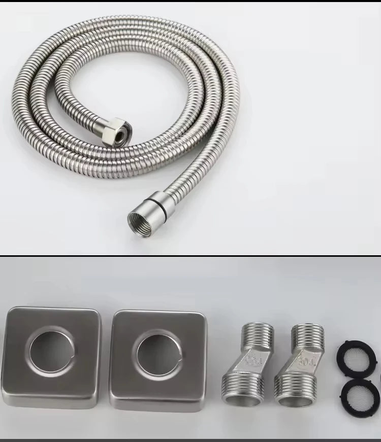 FSH Modern Square Design SUS304 Shower Set Cold and Hot Portable Lifting Top Brass Spray for Bathroom