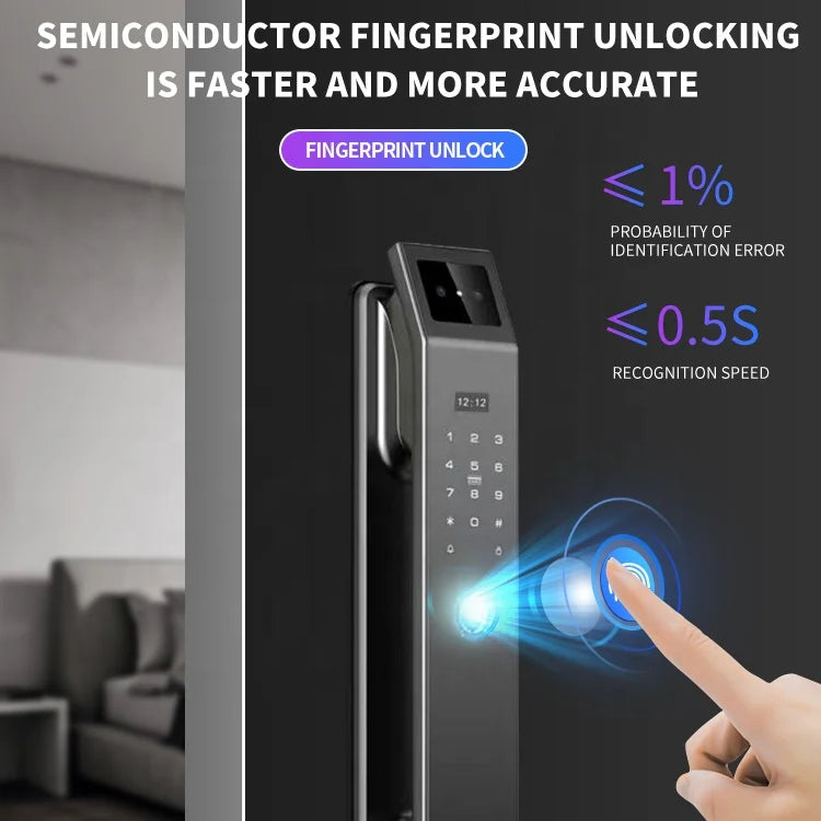 Factory Price 3D Face Recognition Wifi Keyless Fingerprint App Remote Control Smart Door Lock With Camera