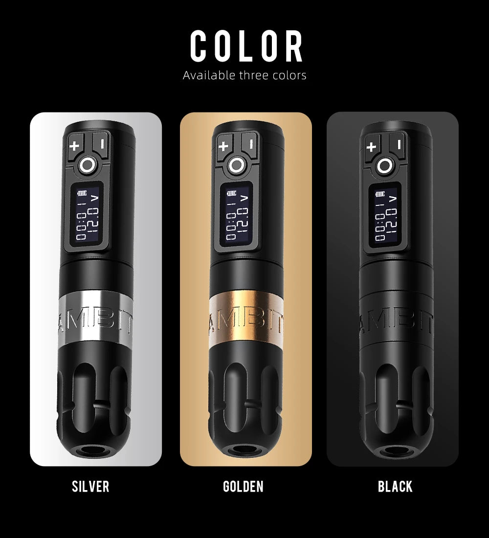 Ambition New Soldier Rotaty Battery Pen Wireless Tattoo Machine Portable Power Pack 2400mAh LED Digital Display For Body Art