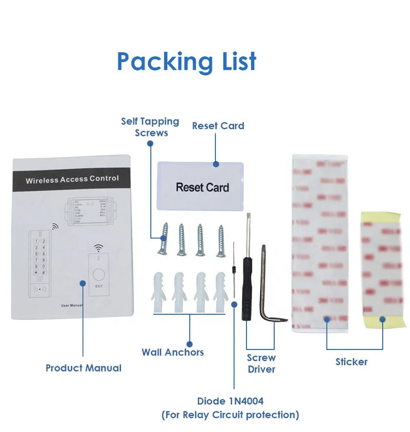 AW10-K-EM IP65 Waterproof Smart Security Door Lock System Metal Case Keypad RFID Proximity Card Wireless Access Control Kit