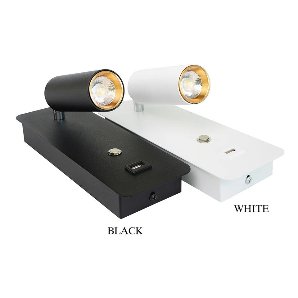 Indoor LED Wall Lamp 7W with USB Charge Wall Lamp Bedroom Living Room Nordic Modern Wall Light Aisle with Switch Wall Sconce